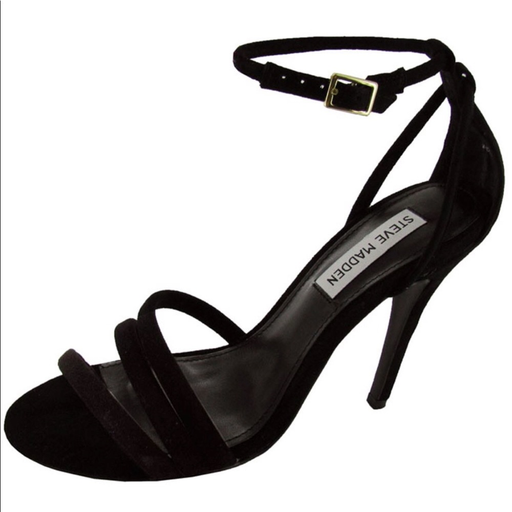 Steve Madden Black Suede Strappy Heel Sandals